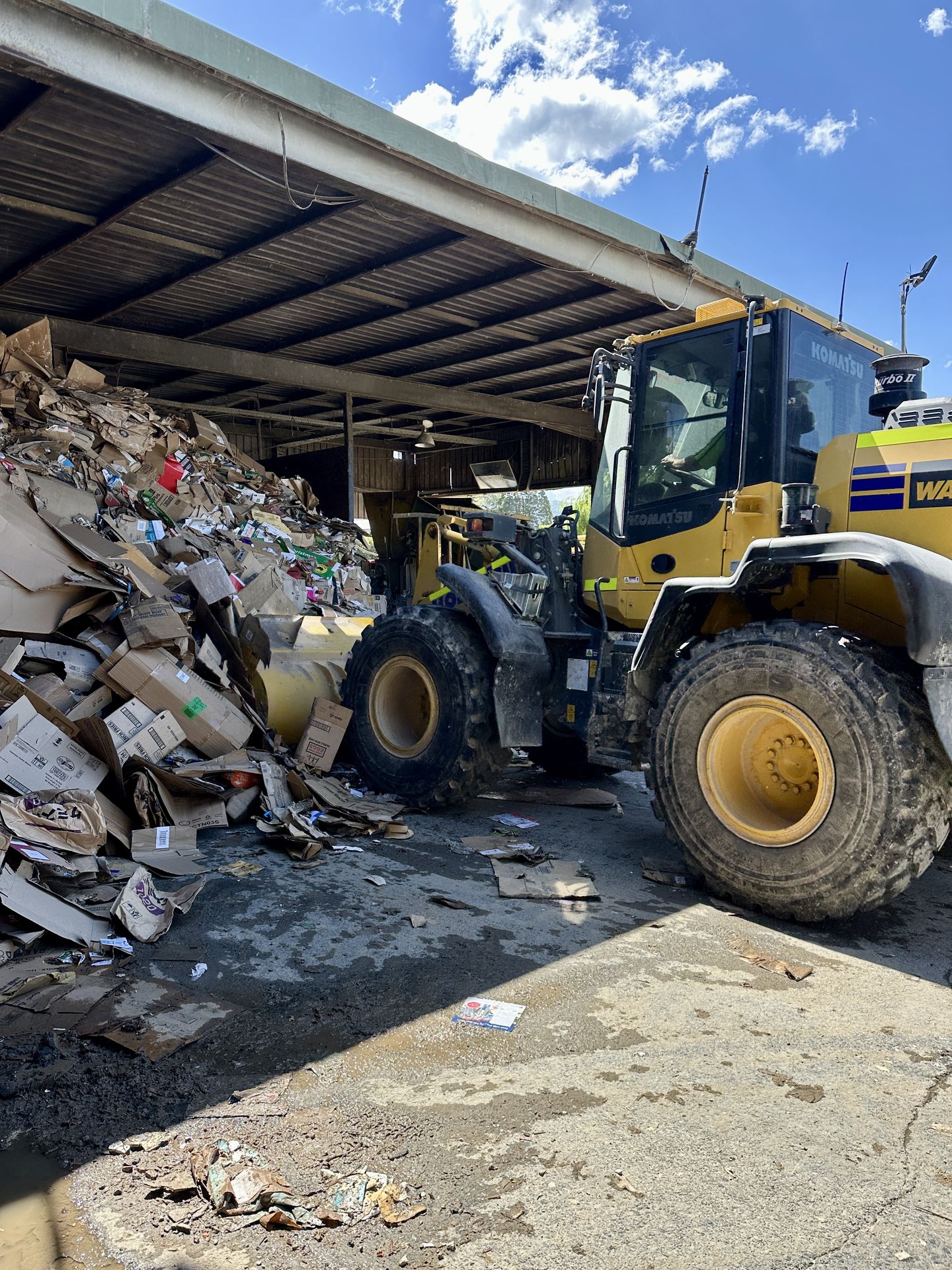 Heavy machinery in operation at Shoalhaven Recycling facility